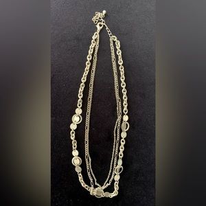 Triple strand silver necklace